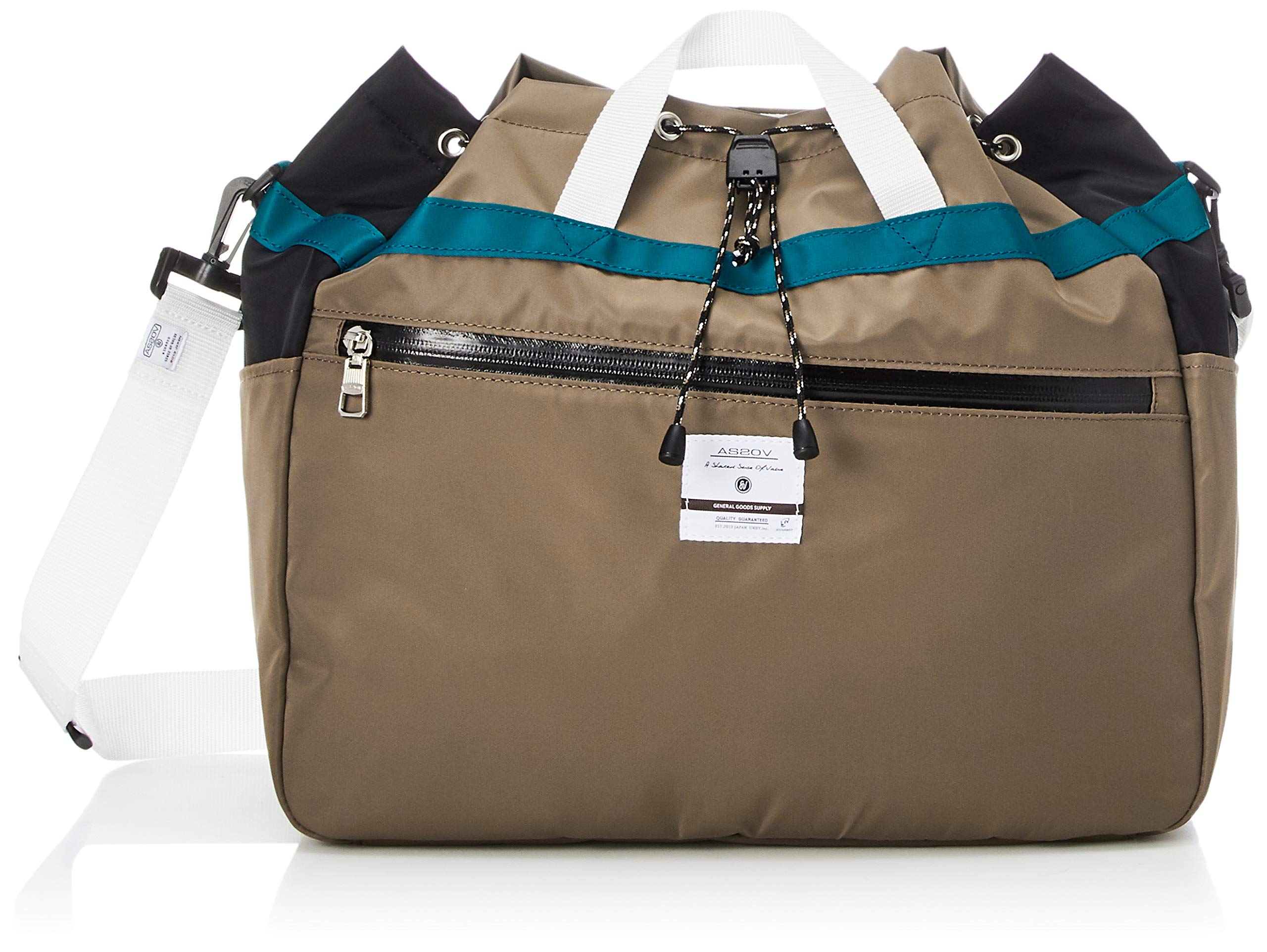 

ASSOB Nylon Twill Draw String Shoulder Beige Bag, бежевий