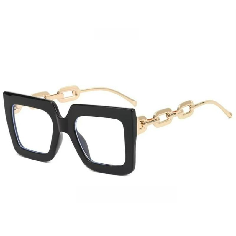 

Square Chain Large Frame Women s Fashion Sunglasses Transparent Lenses Suitable for Daily Vacation Accessories