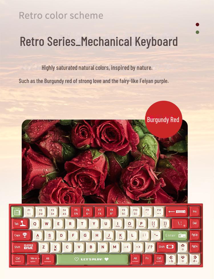 Black Duke AK680 Dual-Mode Wireless/Wired Mechanical Keyboard, Hot-Swappable, 68 Keys, Tea & Red Switch Options
