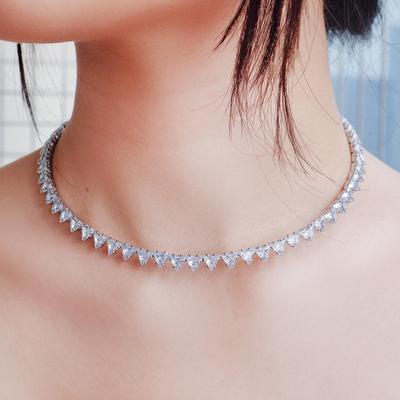 CMM Blingbling Triangle Cubic Zirconia Adjustable Choker Necklace Golen or Silvery Women Wedding Party Jewelry