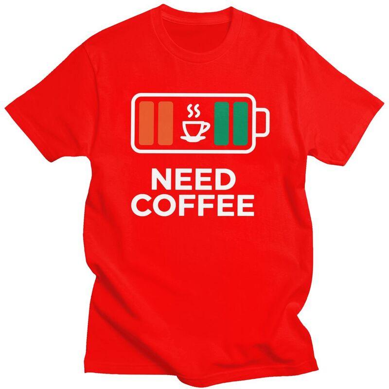 Custom I Need Coffee T Shirt for Men 100 Cotton Tshirt Tee Short Sleeves Tshirt Loose Fit