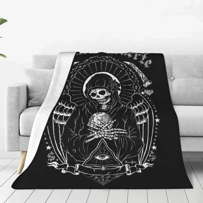Svatá Smrt Santa Muerte Lebka Deku Sametový Hrůza Halloween Ultra-Měkké Přehozy na Letadlo Cestování Ložnice Prošívaná deka