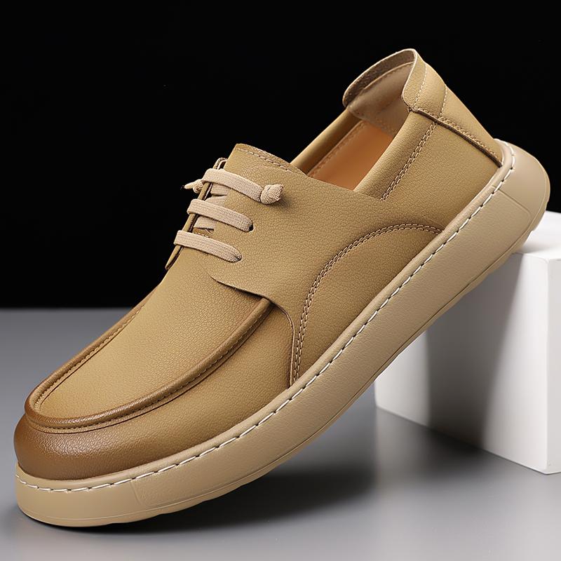 2025 New Designer Loafers for Men Spring Autumn Casual Shoes Male High Quality Soft-soled Leather Shoes Man Khaki