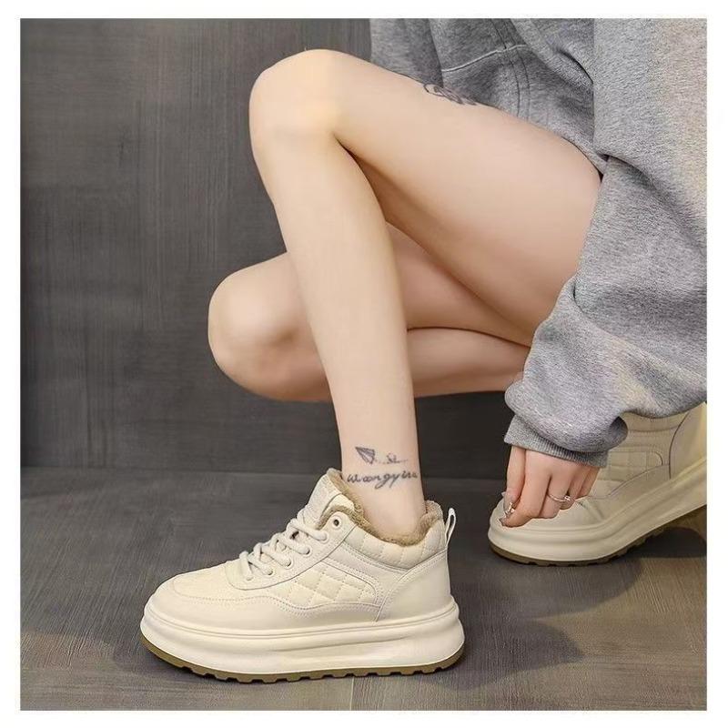 Warm Fleece Lined Thick Sole High Top Casual Sports Sneakers For Women
