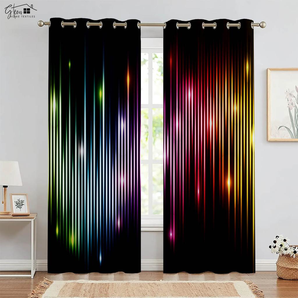 Regenbogenfarben Feuerwerk Druck Vorhänge Kinder Kinderzimmer Fensterdekoration Vorhänge Schlafzimmer Wohnzimmer Küche Vorhänge 2 Stück