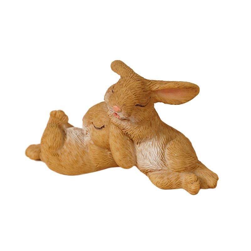 1PCS The Bunny Standing Rabbit Outdoor Garden Statue Turtle Hedgehog Statue Full Color Finish Small Animals Decorations