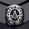 Silver Gold Color Tone Men's Masonic Compass Square Free Mason Ring High Polished Stainless Steel Male Ring Party Cool Jewelry