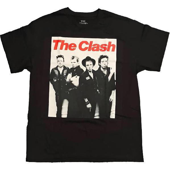 Merch2rock The Clash Men's Black & White Group Photo T-Shirt Black