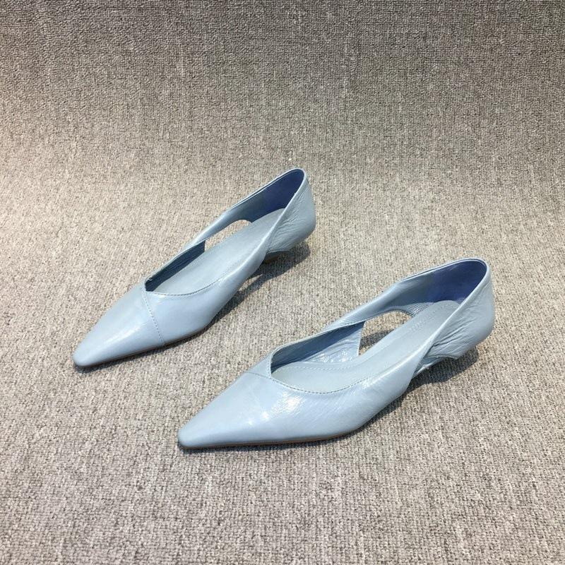 Women's Shoes 2025 Spring and Autumn New Oil Wax Leather Fashion Hollow Cat Heel Shoes Women's Pointed Comfortable Low Heel Single Shoes