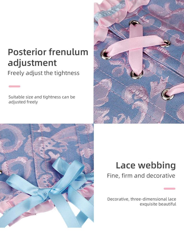 Lace Satin Waist Cincher Corset with Boning