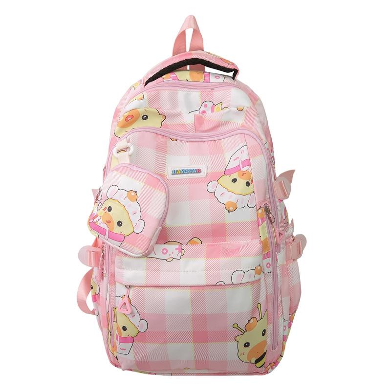 Children's Schoolbag Women's Cartoon Printed Large Capacity Backpack with Coin Purse