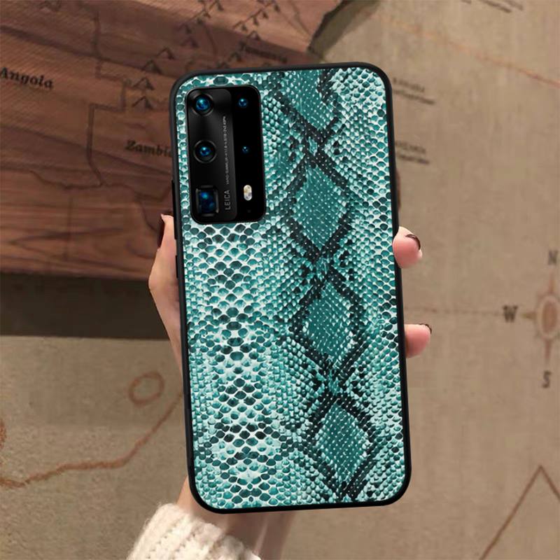 Etui na telefon ze zwierzęcym nadrukiem skóry węża dla Huawei P50 P40 E P30 P20 Pro P10 Lite P Smart Y6 Nova3E Honor10