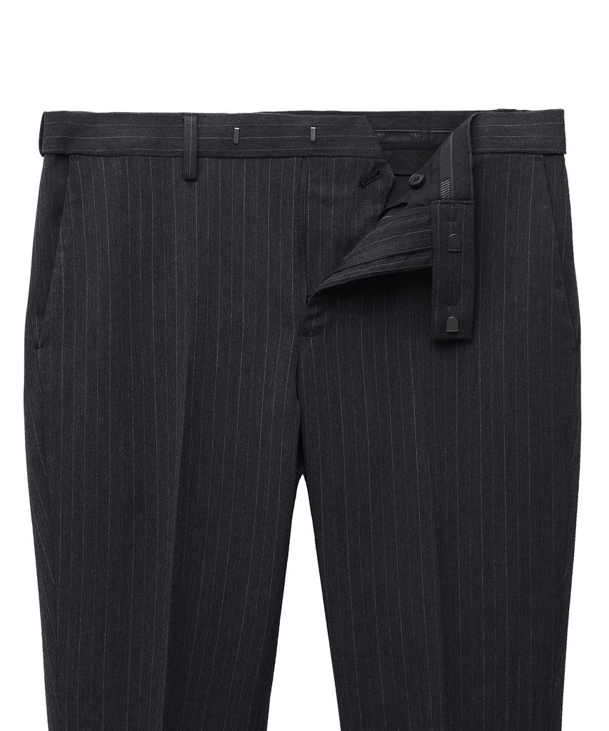 Musinsa Standard Pinstripe Tapered Hidden Banding Crop Slacks [Charcoal Gray]