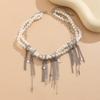 Multilayer Vintage Star Heart Tassels Pendant Necklace Beads Chain Necklace Elegant Necklace Suitable for Party Daily