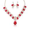 Vintage Necklace Ethnic Style Zircon Set Zircon Women's Necklace Set Water Drop Shape