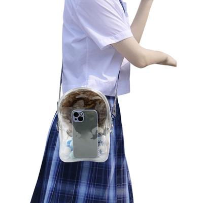 YUYAKESHI Ita Bag for 20cm Plush Toys, Fully Transparent, Show Bag with Shoulder Strap, Doll Case, Plush Pouch, PVC, Dustproof, Clear (with Cell