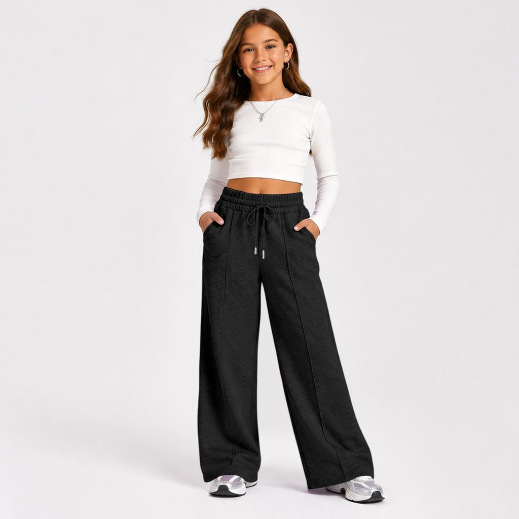 Kids High Waist Wide Leg Yoga Pants Color Athletic Sweatpants for Boys and Girls