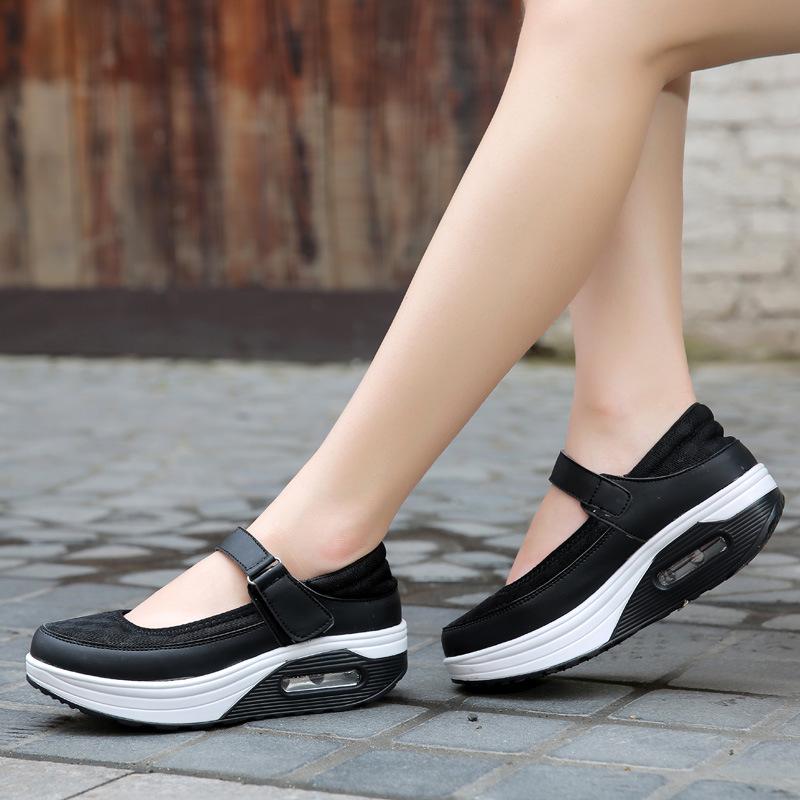 2024 Spring/Summer Women's Air Cushion Nurse Shoes - White Thick Sole Rocker & Sports Shoes