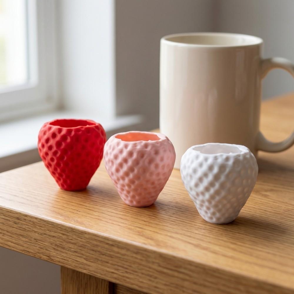 Creative 3D Printed Strawberry Flower Pot Ornaments Decoration Strawberry Storage Box Sweet Fruit Shaped Desktop Planter Office