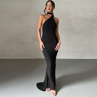Ladies Summer Sexy Backless Pleated Slim Sleeveless Temperament Dresses
