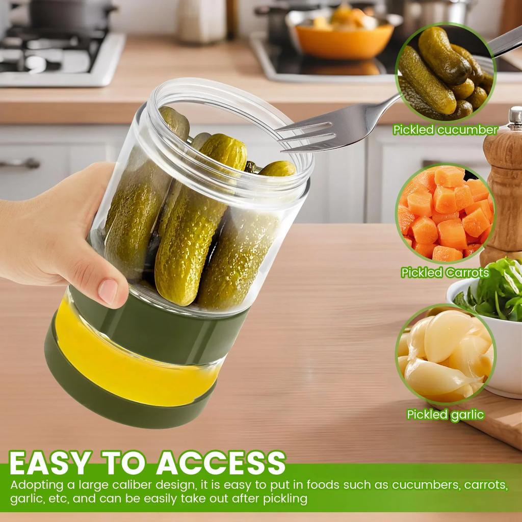 Glass Kimchi Cucumber Jar Wide Mouth Design Dry Wet Separation Pickle Container with Silicone Rings Leakproof Kitchen Utensils