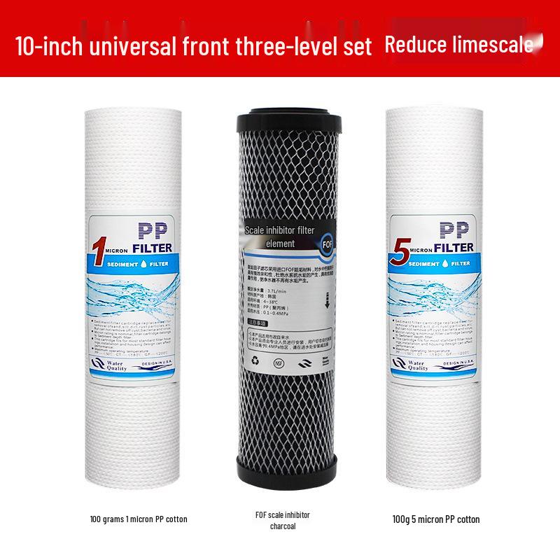10-Inch Universal Water Purifier Cartridge Set: PP Cotton & Activated Carbon Filters for First Three Stages