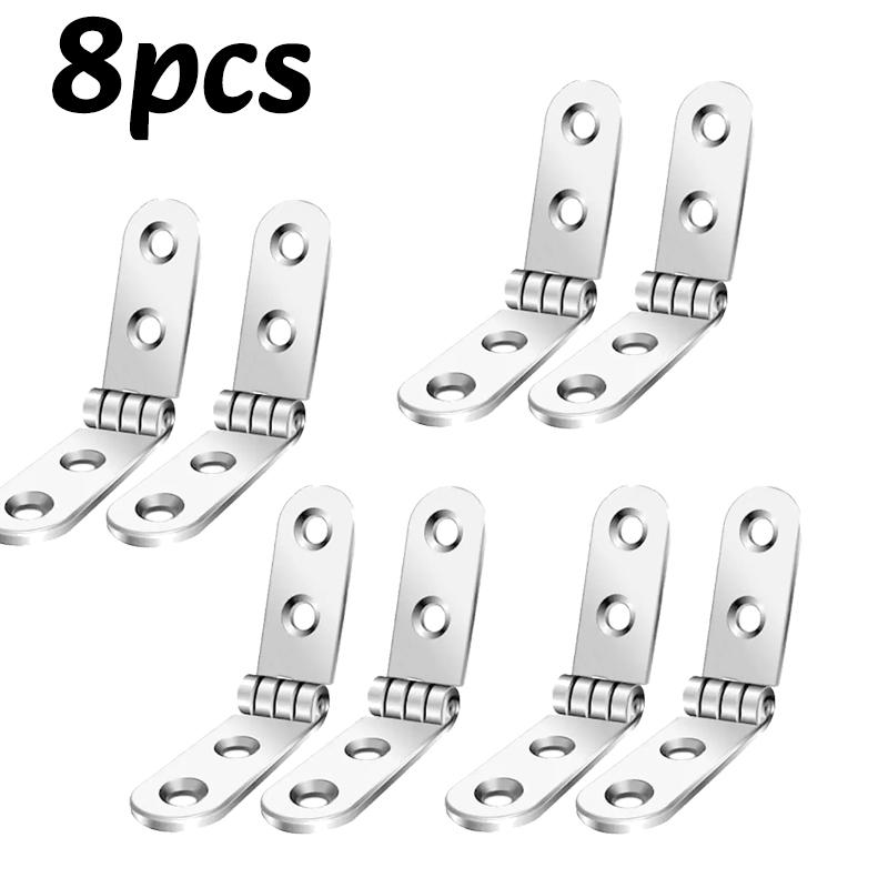 1-10PC 180 Degree Foldable Hinge Flap Screw-On Hinges Metal Rounded Corner Hinge Sewing Machine Cabinet Door Hardware Accessory