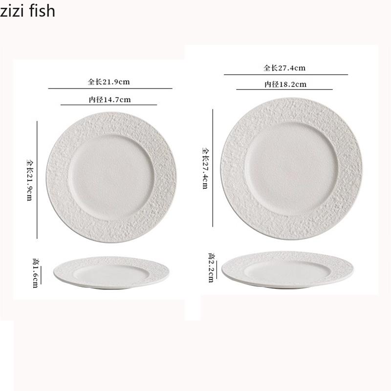 Placă ceramică cu model de piatră lată, culoare solidă, farfurie pentru friptură, farfurie pentru micul dejun, desert, tort, farfurie, bucătărie moleculară