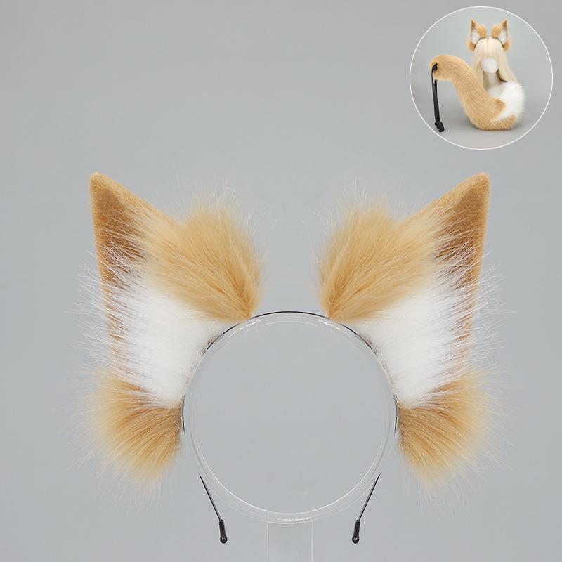 Halloween Fox Ears & Tail Set - Yokai Fox Cosplay Prop, Handmade Fox Girl Kemonomimi Headband