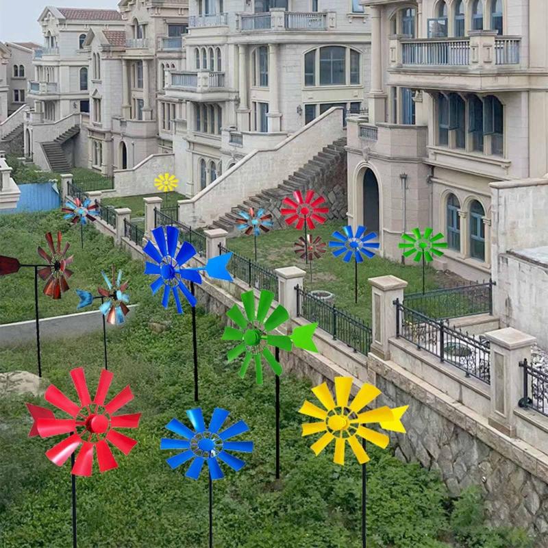 Outside Colorful Iron Spinner for Garden and Yard Decoration Wind Spinner Outdoor Bird Device Windmill Outdoor