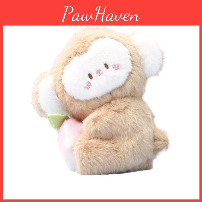 Monkey And Rabbit Plush Keychain With Carrot Peach Design For Girls Gift And Collectible Fun