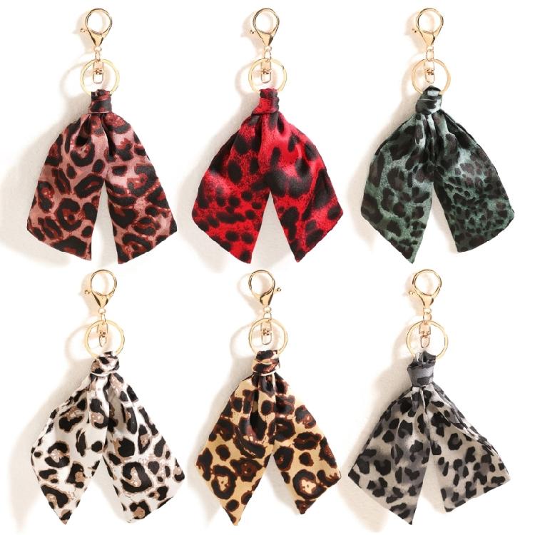 Leopard Themed Key Holder Pendant with Metal Lobster Clasp Polyester Fabric Purse Charm Bag Accessories for Handbag