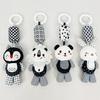 Non-Toxic Stroller Bed Crib Hanging Bell Plush Doll Baby Infant Rattles Newborn Black White Visual Grab Ability Training Toy For Bebe Gift