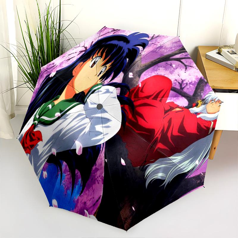 1PC Inuyasha Automatic Umbrella - Suitable Travel Outdoor Portable Umbrella Birthday Gift Daily Essentials