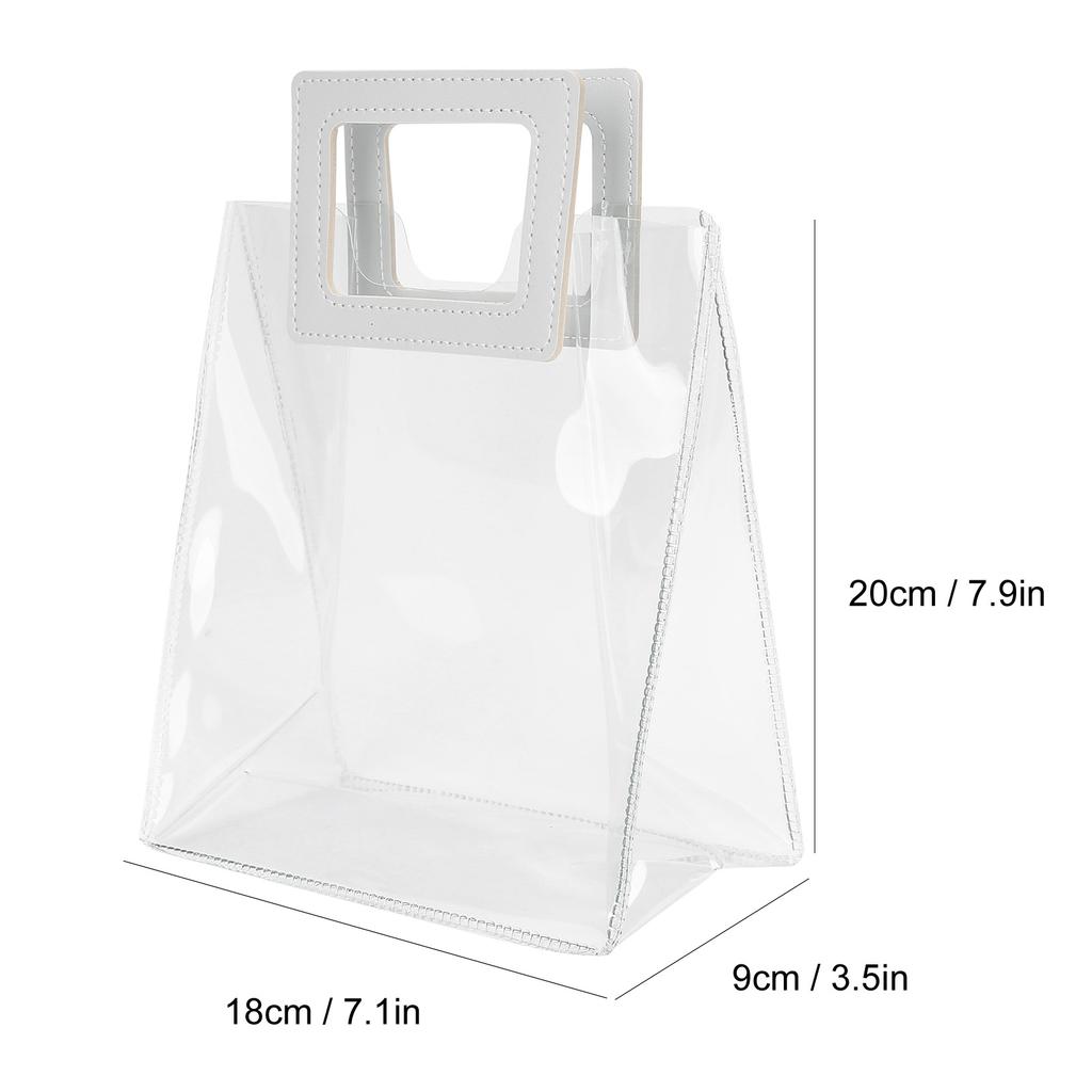 2pcs Bags Transparent Gift Bag Sturdy Bottom Handbag for Birthday Christmas Gift Packaging (S)