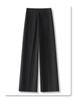 Women's Gray Wide-Leg Drapey Pants - Spring 2025 High-End, Slimming Straight-Leg Trousers