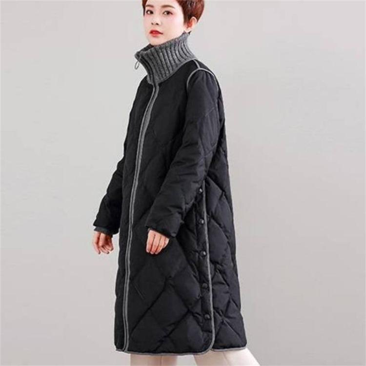 Warm Thickened Winter Coat Women Loose Over Knee Cotton Padded Jacket Mid Length Large Size