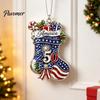 Holiday Souvenirs for Family 250th Anniversary Christmas Ornament, Acrylic Patriotic Hanging Decor Gift Friends with Eagle Santa Liberty Bell,