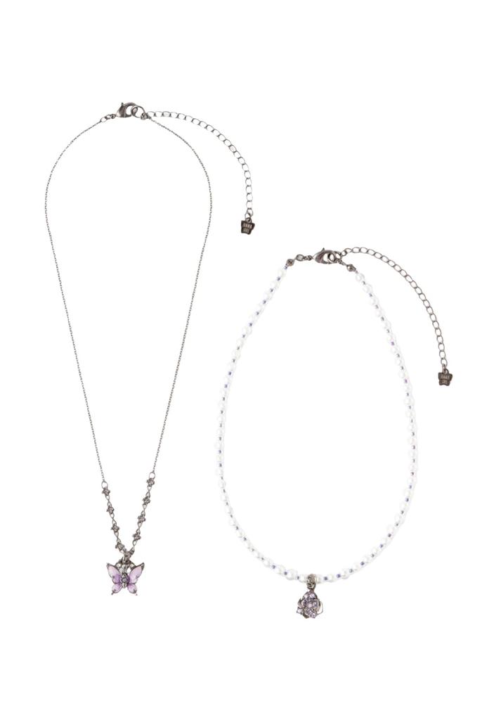 Sada 2 náhrdelníků s motivem motýla a růže SAXN049333XV [Anna Sui]