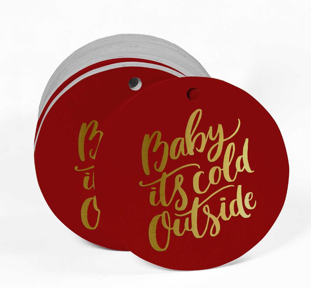 Inkdotpot Real Gold Foil Baby It's Cold Outside Baby Shower Tags Favor Hang Paper Tags 100