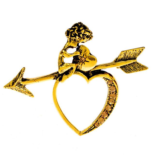 

Retro Rhinestone Heart Angel Brooches 2 Colors Available Women Modish Stylish Coat Pin Wedding Occasion Gathering Wedding Occasion Jewelry Good золотой
