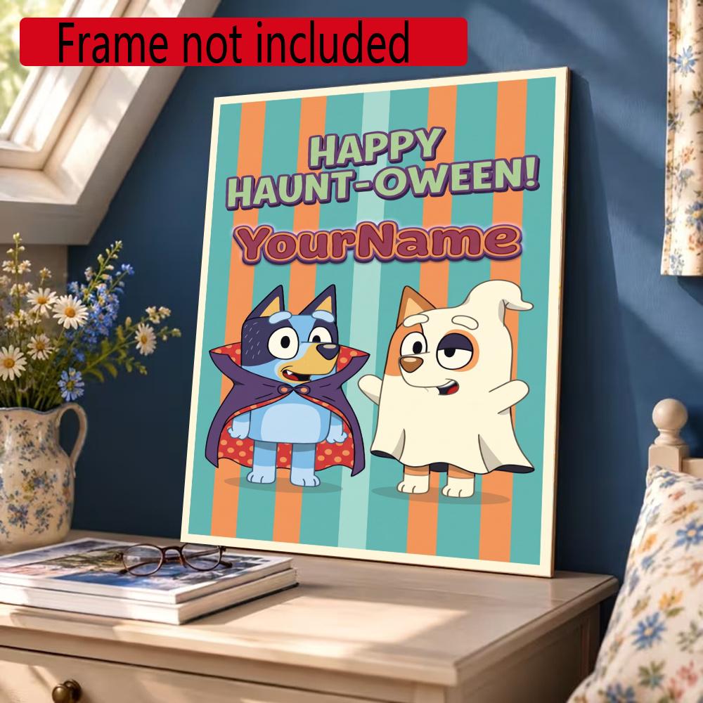 Bluey Customize Your Name Diamond Painting Round Diamond Diy Frameless Holiday Artwork Suitable For Home Office Wall Decoration