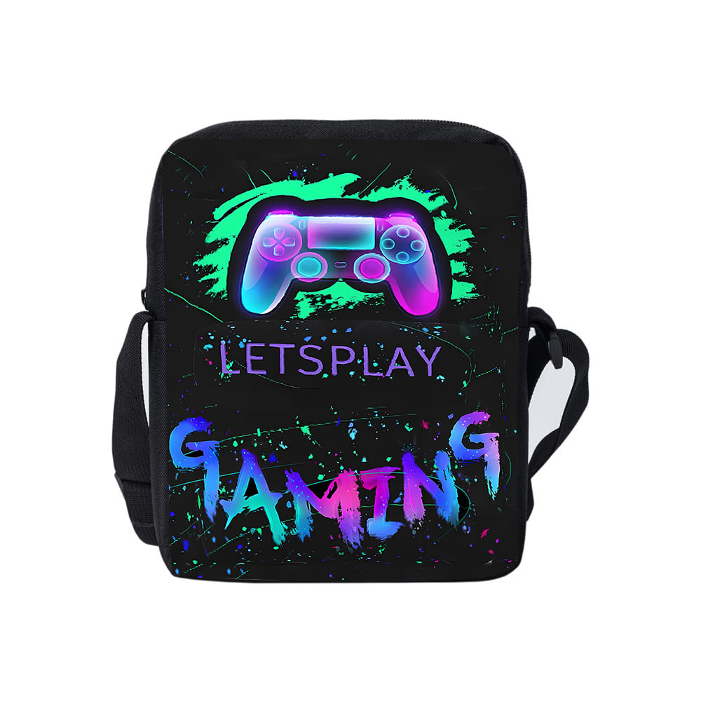 Borsa a Tracolla Singola Quotidiana con Design Gamepad per Bambino/Bambina Migliori Regali Borsa a Tracolla Casual Piatta 2D Cartoon