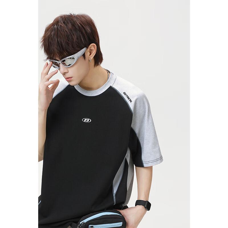 VUUG Men s Contrast Patchwork Short Sleeve T-Shirt XL