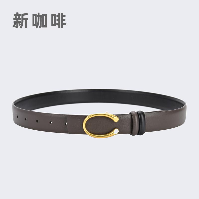 Four Seasons Available New Simplified Version Double Sided Buckle Belt Alloy Women'S Belt Fashion Versatile Leather Decorative Thin Belt