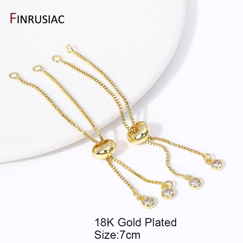 

7/13cm Extender Chain,18K Gold Plated Brass Adjustable Slider Chains with Ball Ends for DIY Bracelet Jewelry Making Findings 2 pieces