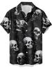 Men'S Hawaiian Shirts 3D Digital Print Skull Pattern Casual Shirt Beach Vacation Button- Aloha Shirt Summer Men'S Clothing