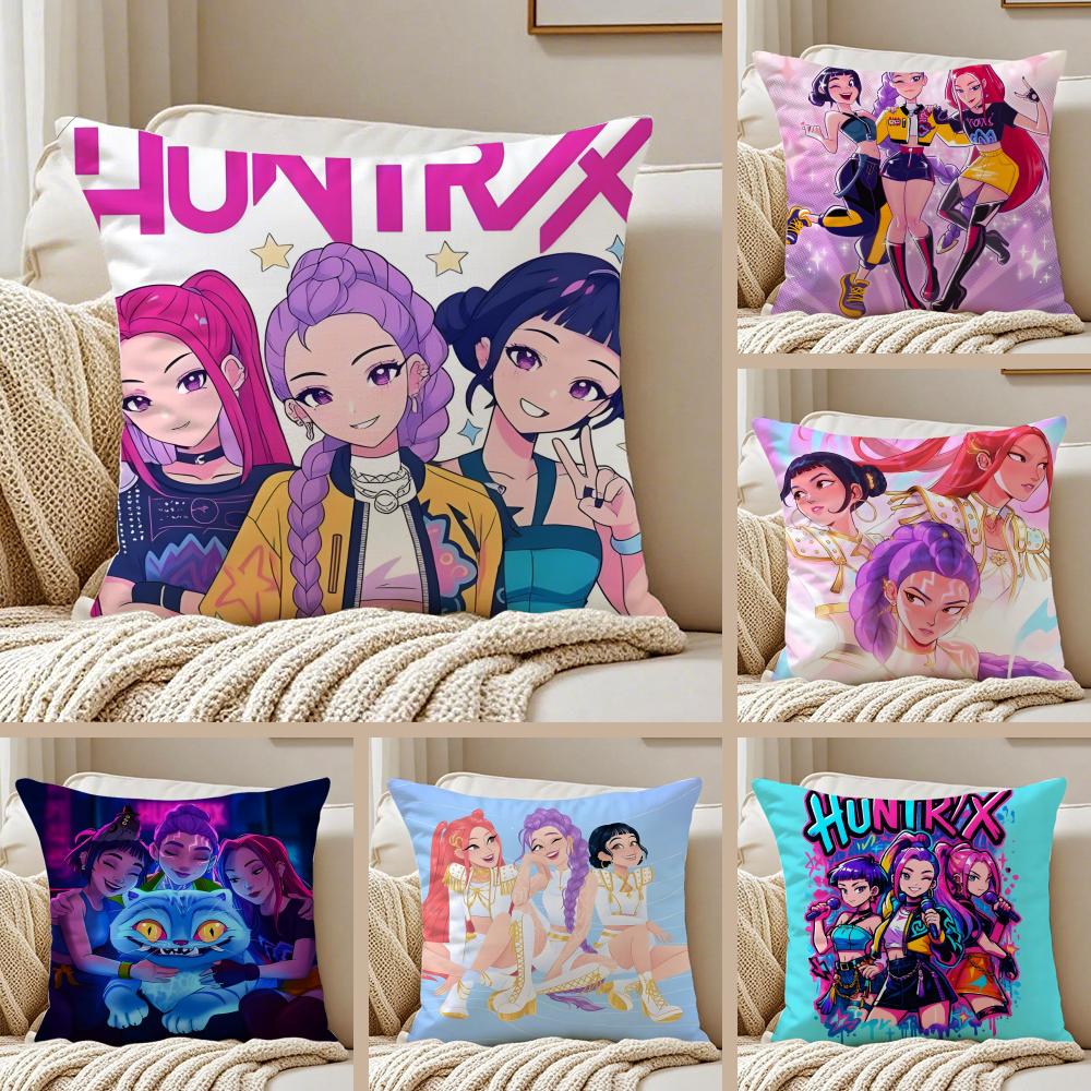 Popular Virtual American Band HHUNTRX Cushion Cover Pillowcase Antidustmite Invisible Zipper Short Plush Sofa Cushion