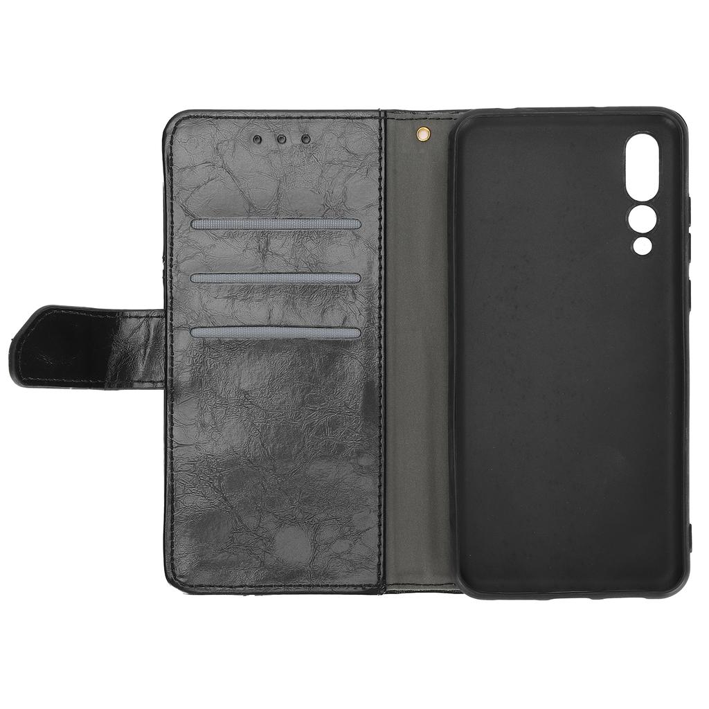 PU Leather Wallet Phone Case with Credit Card Holder Magnetic Buttons for Huawei P20 Pro Shockproof Cover
