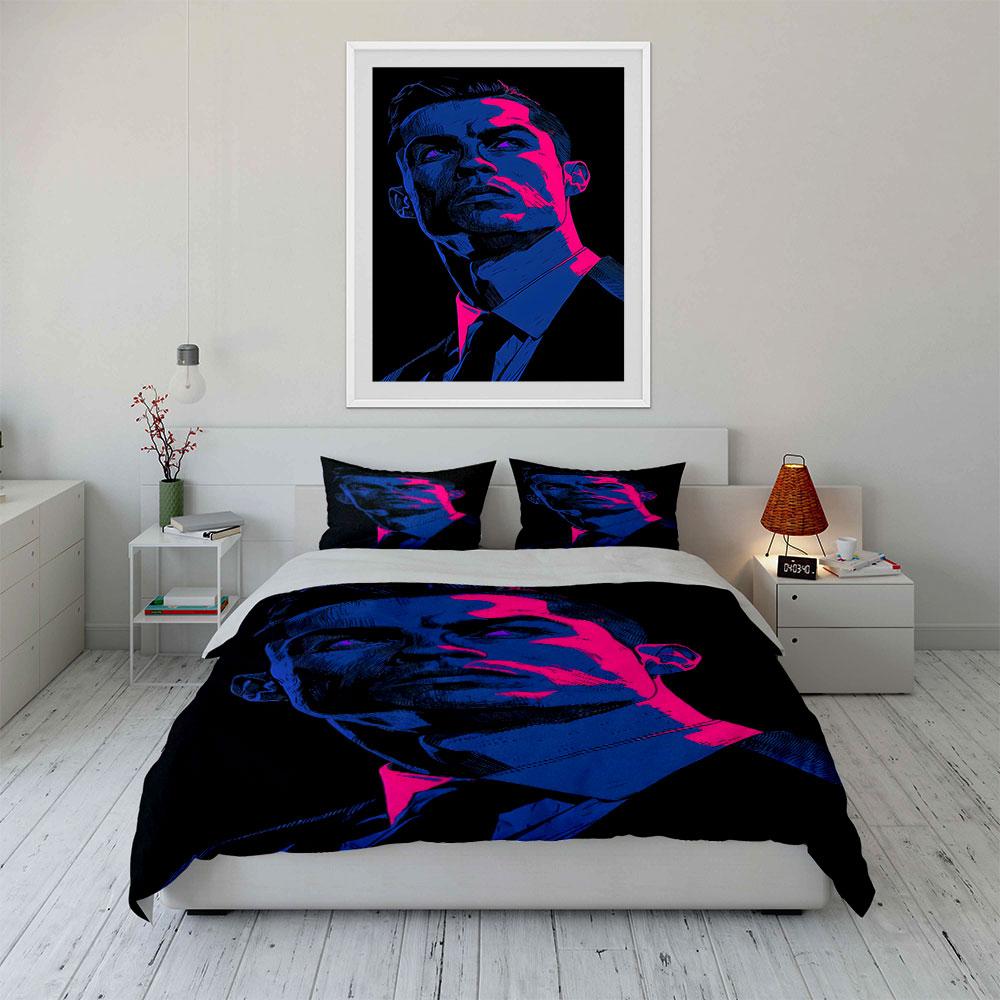 Portrait with blue highlights. Bedding sets Duvet cover sets Duvet covers Pillowcases(1* Duvet Cover 2* Pillowcases without duvet insert)